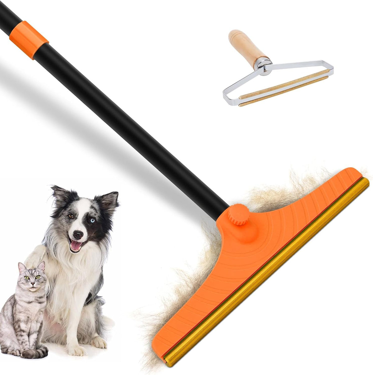 Carpet Rake for Pet Hair Removal Tool - 60‘’ / Orange