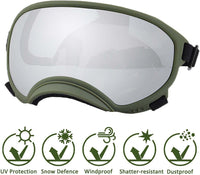 Medium Dog Sunglasses with Adjustable Strap UV Protection - Medium size-Army green frame silver lenses - image 2
