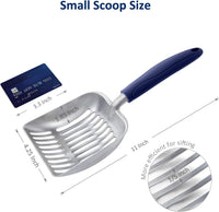 Cat Litter Scoop, Aluminum Alloy Sifter, Kitty Metal Scooper - Small / FLAT Aluminum \ #01 Blue Handle - image 2