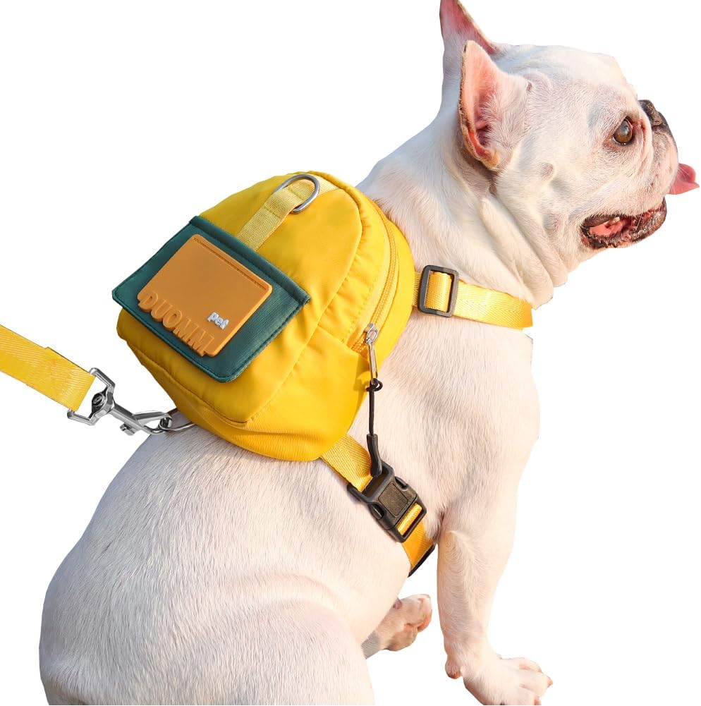 Dog Backpack Harness with Leash - Medium / Yellow - image 2