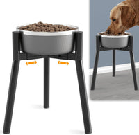 SHAINFUN Adjustable Metal Raised Stand for Large & XL Breeds - Black-Round / Height: 13.7", Width: 7-10.6"