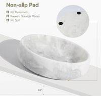 White Dog Bowl, Marble Dog Food Bowl, Non-Slip Water Dish Large, Heavy Duty Pet Bowl for Large Dogs, African Natural Marble, Holds 6 Cups(6lbs)