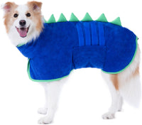 Super Absorbent Dog Bathrobe - Blue, Green edging / XX-Large