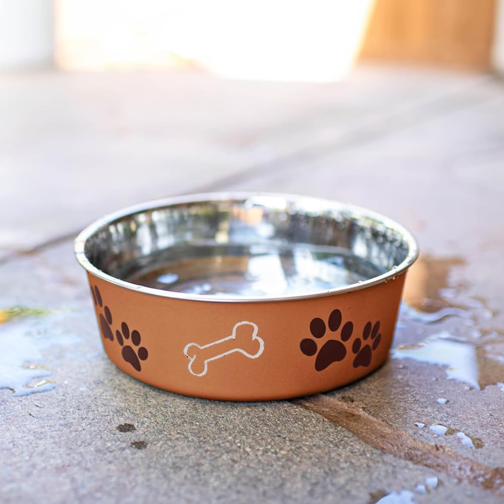 Loving Pets Bella Dog Bowls, Stainless Steel Dog & Cat Bowls - Copper / Small (10-20lbs) - image 2