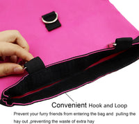 Rabbit Hay Feeder Bag Hanging Hay Rack – Essentials for Small Pets - 2 Windows / Pink - image 2