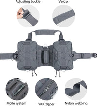EXCELLENT ELITE SPANKER Nylon Dog Backpack with 2 Side Pockets - Grey / M-Chest 25.6-30" - image 3