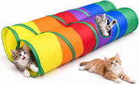 iCAGY Cat Tunnel for Indoor Cats Kittens Rabbits - Rainbow / Double Tunnel