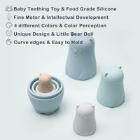 OESSUF 8 Pieces Silicone Nesting Dolls Russian Matryoshka Doll Easter - Blue - image 2
