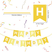 Orange Happy Birthday Banner Birthday Sign for Backdrop Happy - White Yellow - image 2