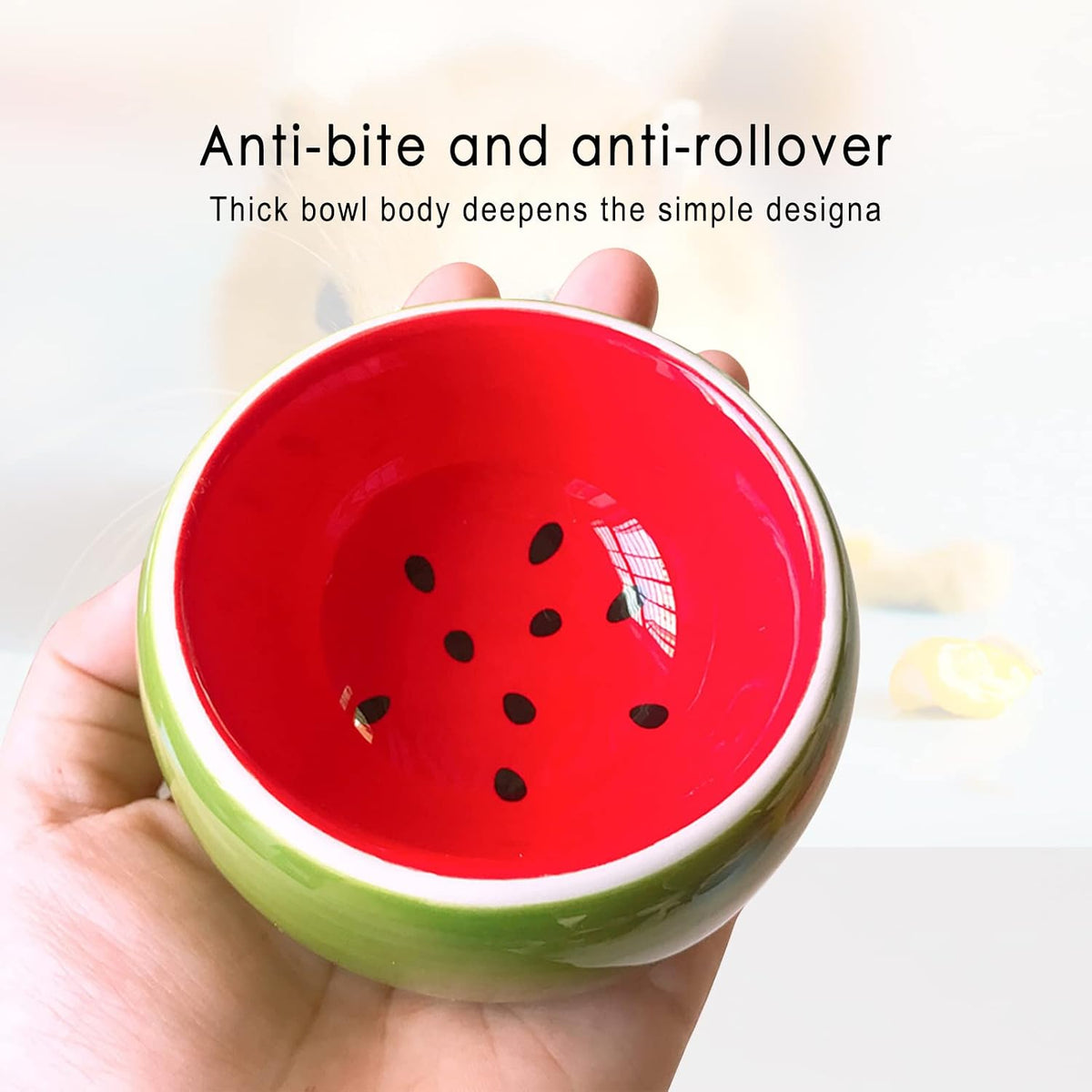 2 Pack Hamster Bowl Ceramic Prevent Chewing Feeding Bowl Water Food - Green Yellow Orange - image 4