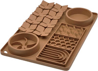 Slow Feeder Bowl, Silicone Lick Mat with Suction Cups for Dog Cat, Snuffle Mat for Pet Smell - Brown / Honeycomb 4in1