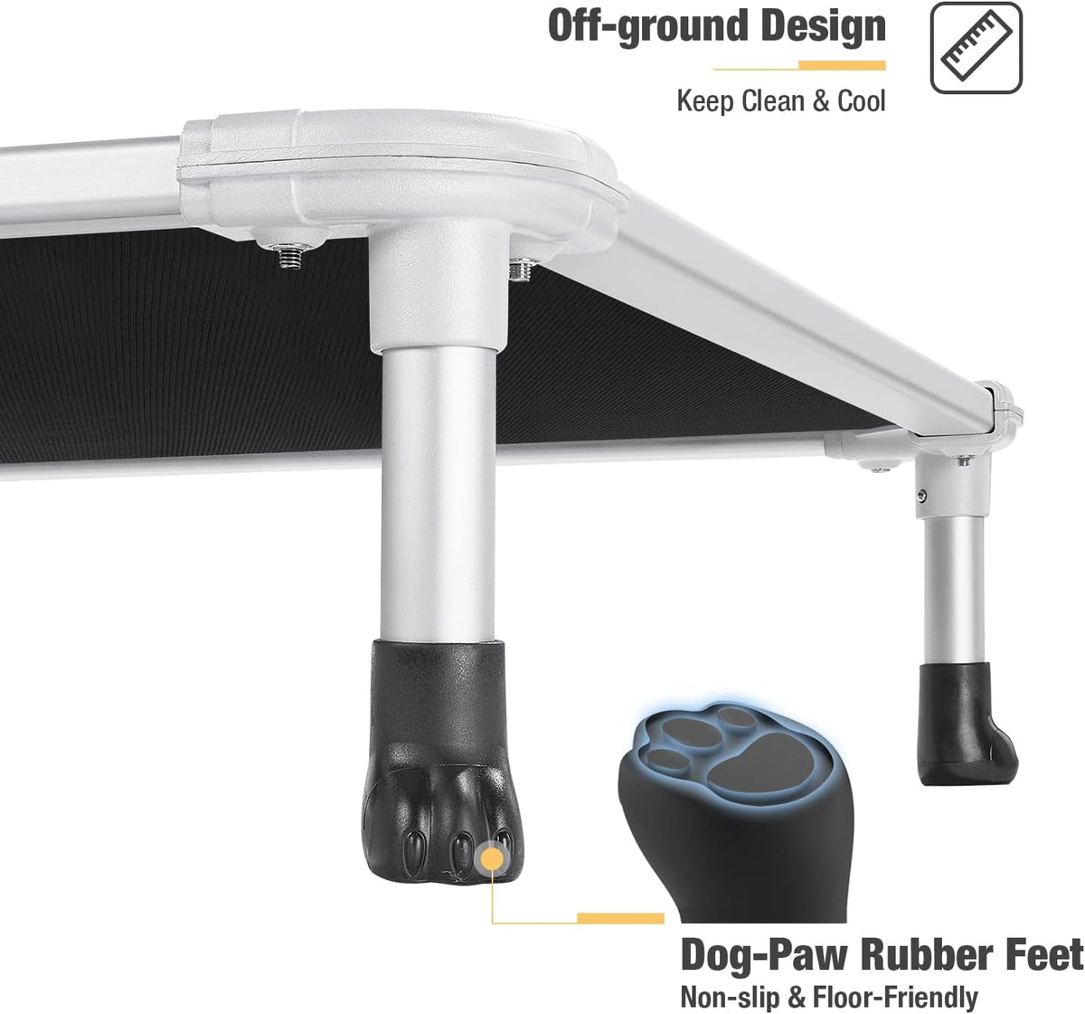 Veehoo Chew Proof Elevated Dog Bed, Cooling Raised Pet Cot - Black / 42.0"L x 30.0"W x 7.0"Th - image 3
