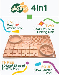 Slow Feeder Bowl, Silicone Lick Mat with Suction Cups for Dog Cat, Snuffle Mat for Pet Smell - Creamy Peach / Honeycomb 4in1 - image 3