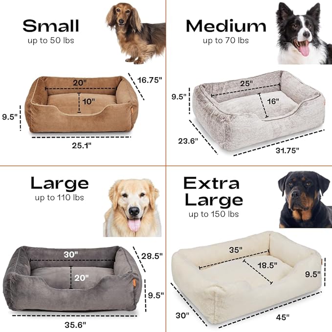 FUZI Premium Aesthetic Dog Bed for Medium Dogs with Washable Cover, Pet Couch, Pet Bed with Sides, Non-Slip Bottom, Soft and Durable Calming Dog Bed, Faux Rabbit Fur, Medium 31.75x23.6x9.5 Dark Grey