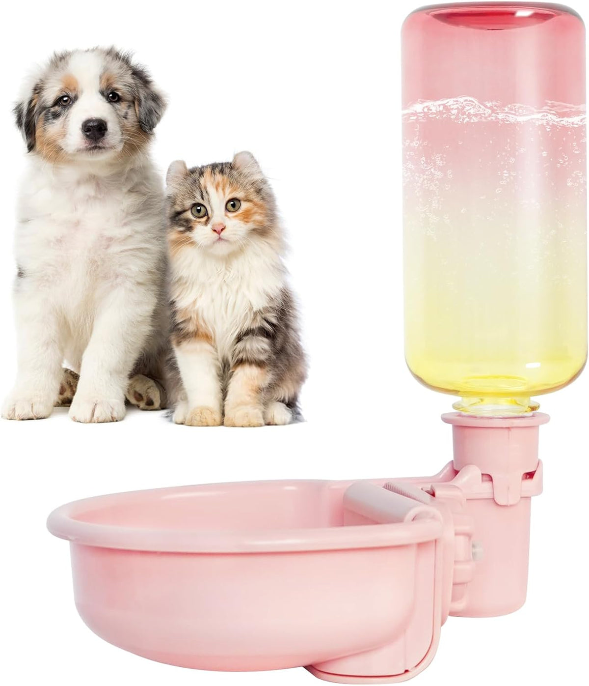 VANNON Gravity Pet Water Bowl, Grey - 16oz / D-Gradient Pink
