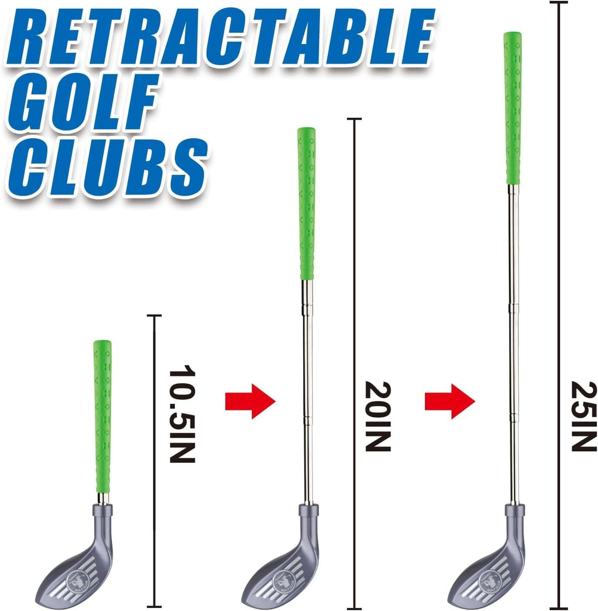 RCROKS kids golf clubs set with three adjustable clubs, balls, putting mat and cornhole board - view 2