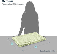 Stoutwool Indestructible Dog Bed - Fluffy Chew Proof Dog Crate Pad - Tough Kennel Pad for Aggressive Chewers - Washable, Ideal for Medium Breeds & Fits 30-Inch Crate - 29"x18", Gleam