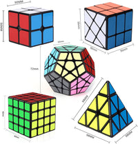 Speed Cube Set, ROXENDA 2x2 3x3 Pyramid Cube Bundle [3 Pack] – Fun for Kids & Family - 5 Pack Black - image 3