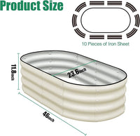 SnugNiture Galvanized Raised Garden Bed Outdoor, 2 Pcs 4x2x1ft Oval Metal Planter Box for Planting Plants Vegetables, White