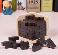Wooden Brain Teaser Puzzles Cube Stocking Stuffers Wooden Puzzles - Coffee - image 3
