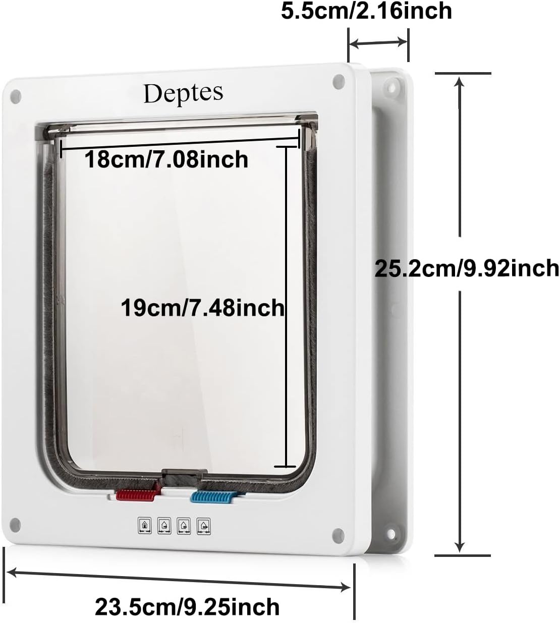 Large Cat Door, 4 Way Locking Cat Flap Door for Interior Exterior Doors, Weatherproof Pet Door - L - Inner size: 7.08" x 7.48"(W x H) - image 3