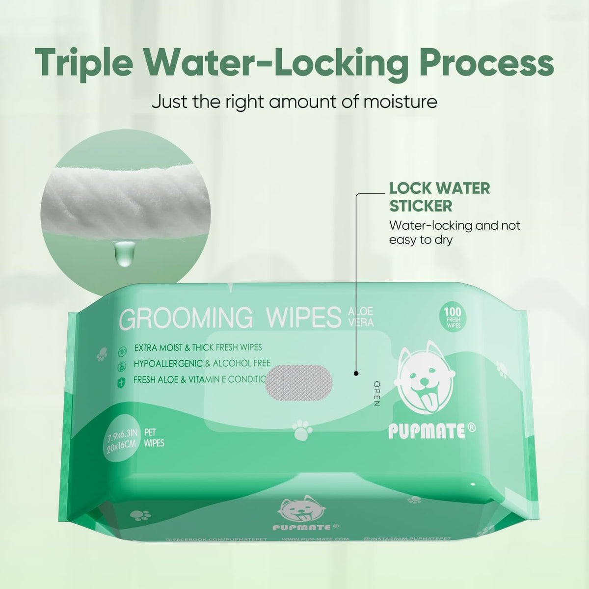 Pet Wipes for Dogs & Cats - Aloe Vera / 2 Packs-200 counts - image 3
