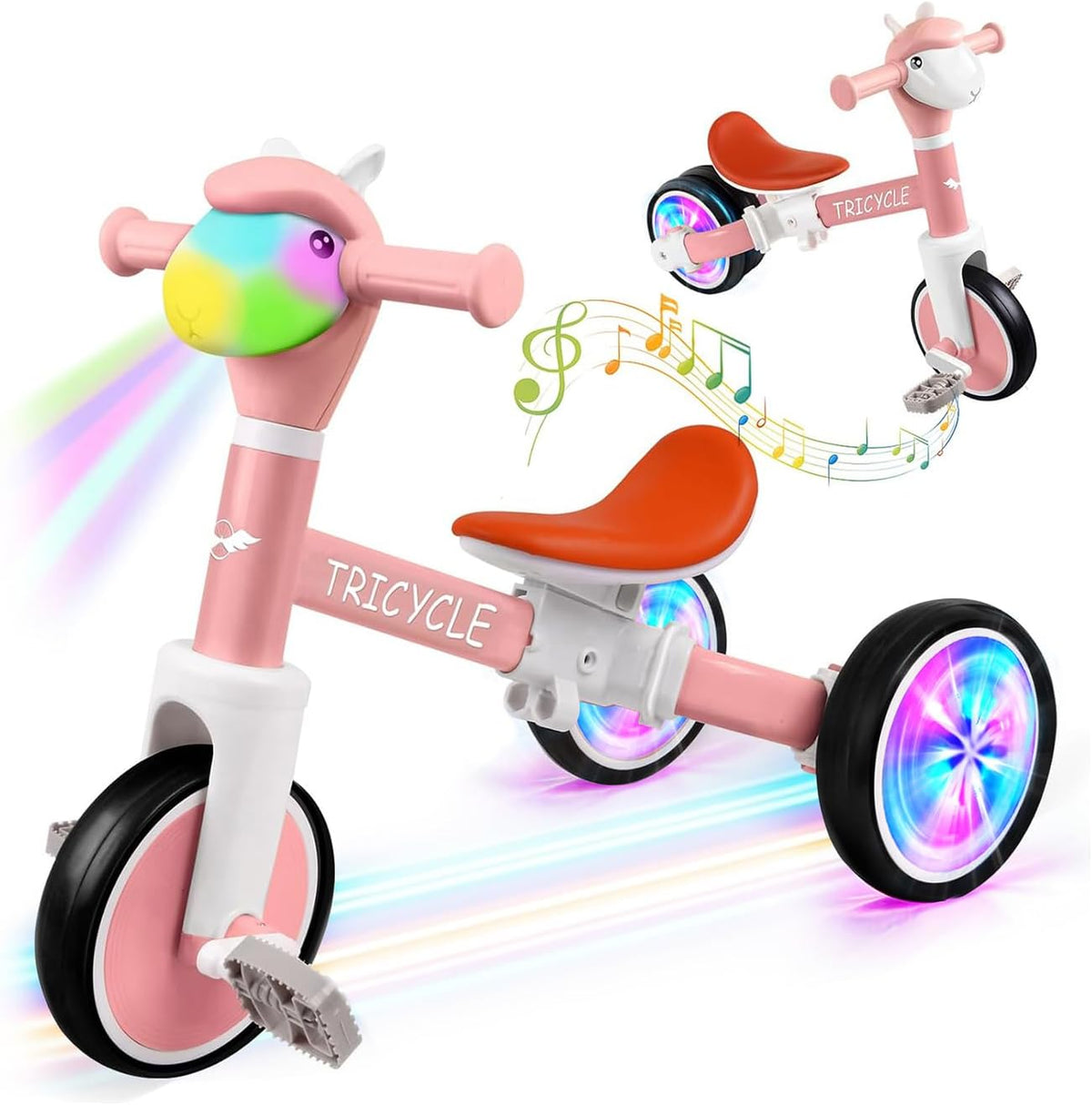 Tricycle for Kids 1-3 Year Olds - Flash Wheel Pink
