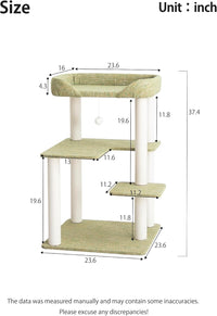37.5" Cat Tree Tower for Large & Senior Cats, Low-Step Design – Essentials for Cats - Green 37.4'' - image 2