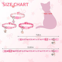 Breakaway Cat Collars with Bell - Pink Bow & Plaid & Heart - image 3