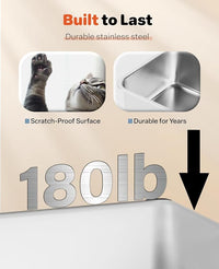 Stainless Steel Litter Box with Lid, 23.5" L x 15.8" W x 10.5" H, Large Metal Cat Box for Big Cats, High Sided Kitty Litter Box with Scoop & Pee Pads, Non-Sticky, Anti-Leakage, Easy to Clean (Black)