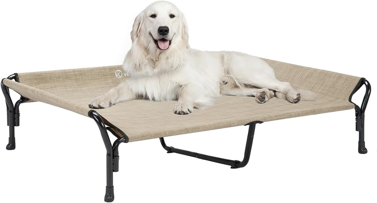 Veehoo Cooling Elevated Dog Bed - Beige Coffee / 50.5"L x 33.5"W x 12.0"Th