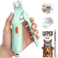 2-in-1 Cat & Dog Nail Clippers with Grinder and Dual LED Lights – Essentials for Dogs - Green