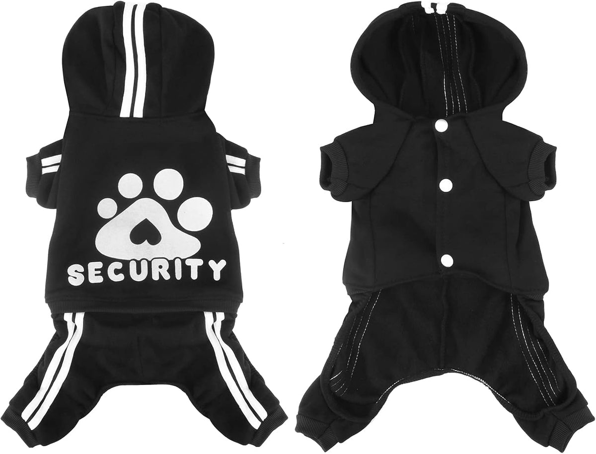 Dog Hoodie Security Clothes 4 Legs Jumpsuit Sweatshirt Hoodies Soft - Black / Small - image 2