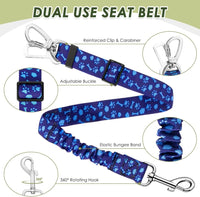 SlowTon Dog Seatbelt, 2 Pack Adjustable Heavy Duty Dog Safety Seat Belt – Essentials for Dogs - Blue / Seatbelt Clip + Carabiner - image 2