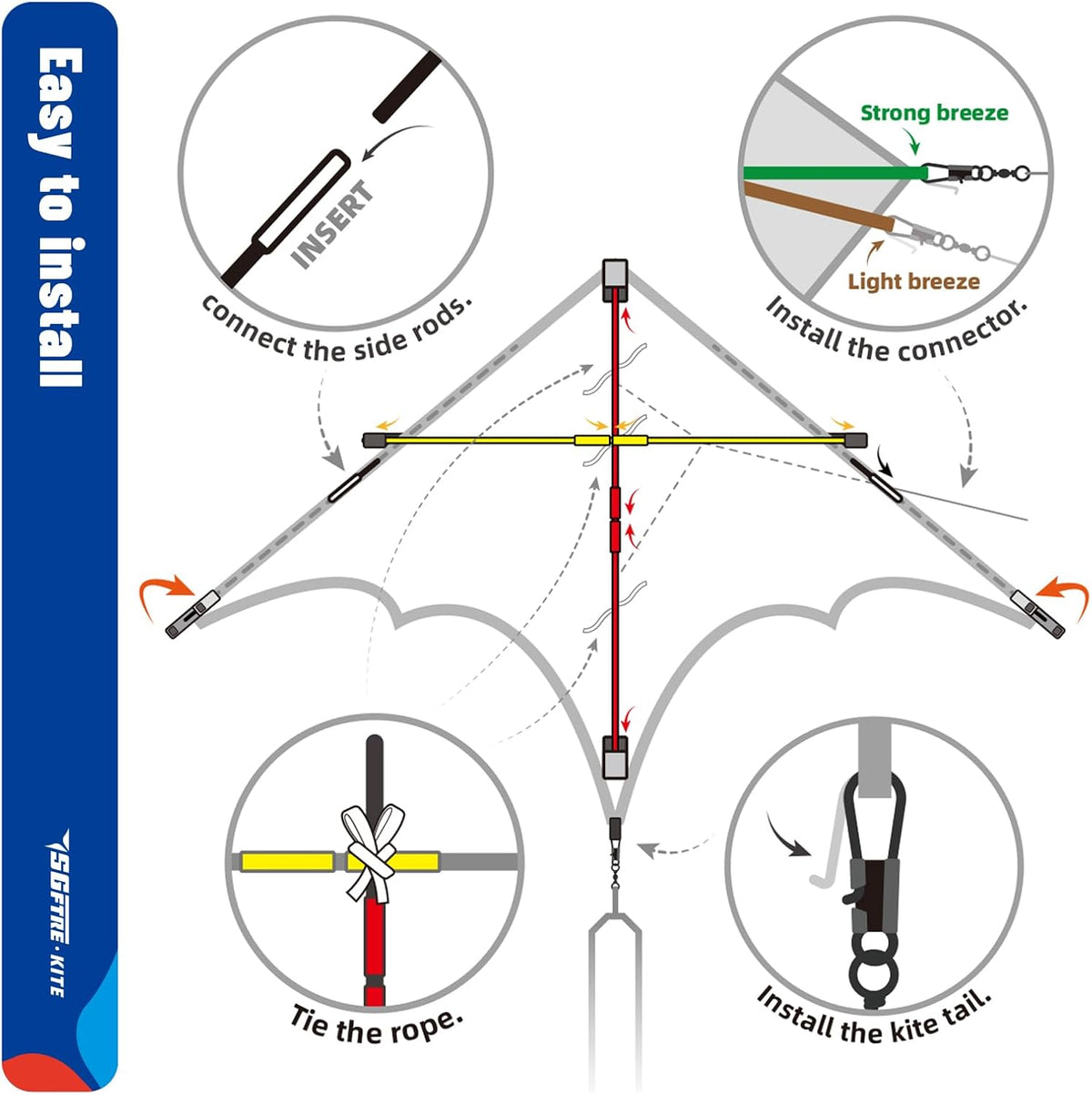 SGftre Delta Kite for Kids & Adults，Extremely Easy to Fly - Green-1 - image 4