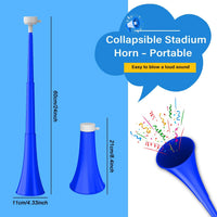Stadium Horn Vuvuzelas Soccer Noisemakers Collapsible Blow Trumpet - Blue - image 2
