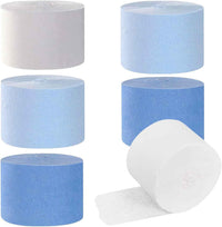 We Moment Dusty Blue Light Blue White Crepe Paper Streamers 1.8 Inch - Blue2 white