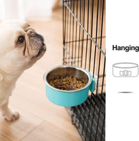 2 Pieces Crate Dog Bowl, Removable Stainless Steel Pet Kennel Hanging Food Water Feeder Bowl Cage - Blue,Green,Red,Grey - image 4