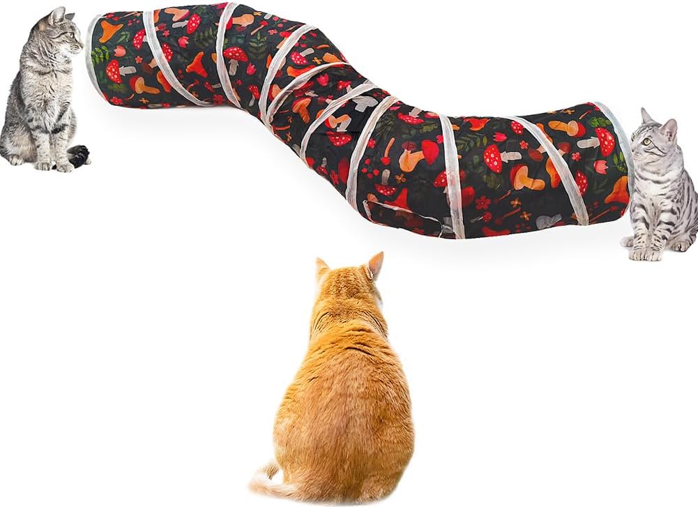 Cat Tunnel Tube Toys，Tunnels for Indoor Cats - S - 2 Way Mushroom