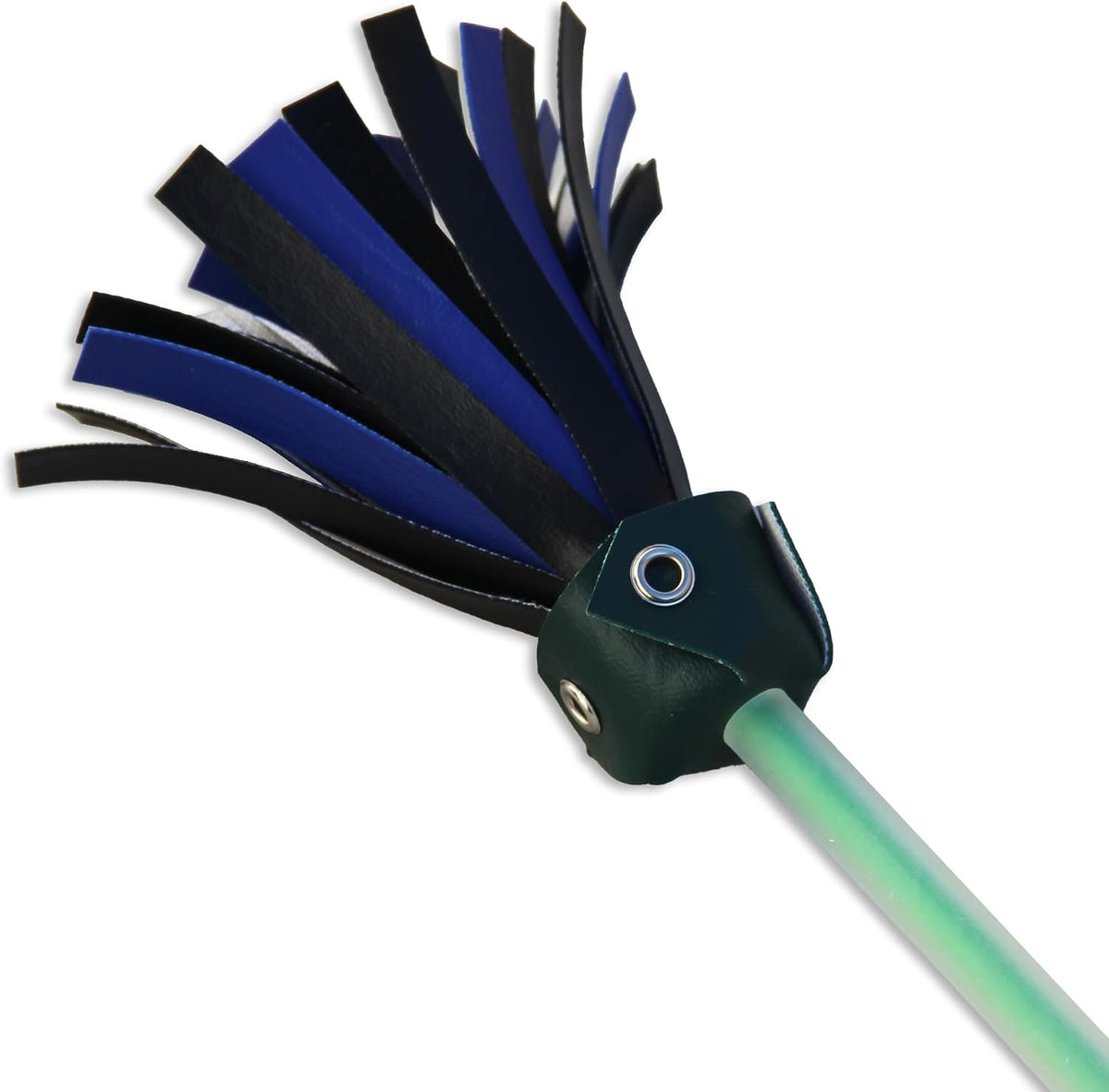 Green Jolly Jrs beginner juggling flower sticks with rubber grip handsticks and vinyl tassels - view 3