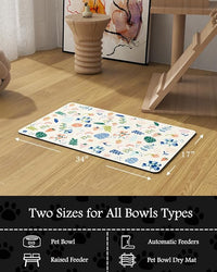 Pet Feeding Mat-Absorbent Dog Mat for Food and Water Bowl-No Stains Quick Dry Water Dispenser Mat-Dog Accessories Pet Supplies-Bowl for Messy Drinkers（LIGHTFLOWERS,17"x34"