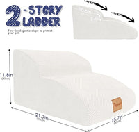 Topmart High Density Extended Foam Dog Ramp&Steps 2 Tiers,11.8" High,Non-Slip Dog Stairs,Soft Foam Pet Ladder with Waterproof Cover,Best for Injured,Older Cats,Pets with Joint Pain