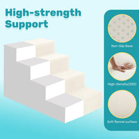 Dog Stairs for Bed, Extra Wide 4-Step Dog Steps for High Bed - White / 4 Steps - image 3