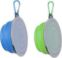 Collapsible Dog Bowl, with Lids - Small / Blue+Green
