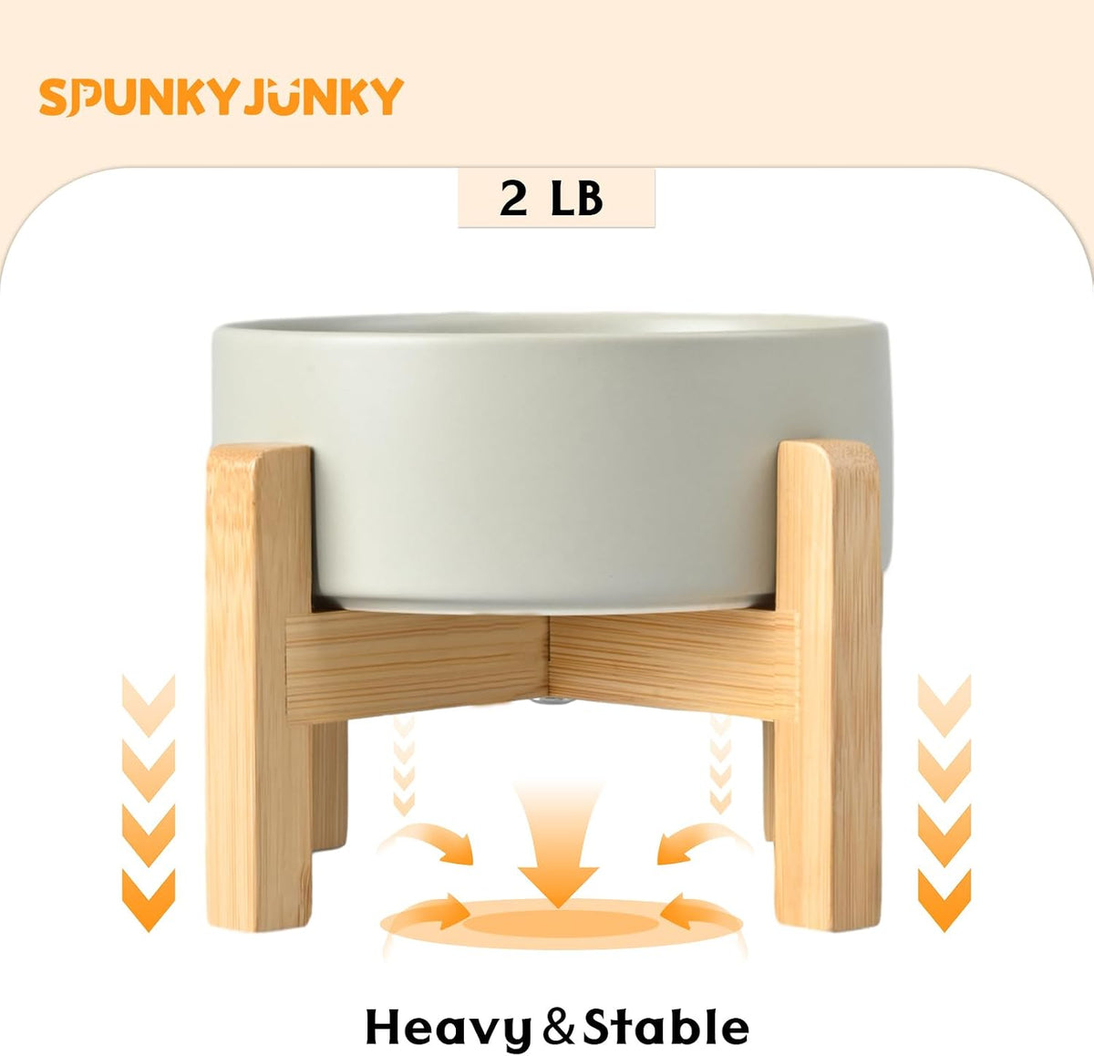 SPUNKYJUNKY Ceramic Elevated Dog Bowls 2 Pack - Medium - 3.6 CUPS*2 / Grey - image 4