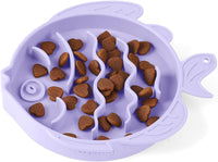 Coomazy Slow Feeder Cat Bowl Silicone Pet Puzzle Feeder for Slow - Purple / 1.2 Cups