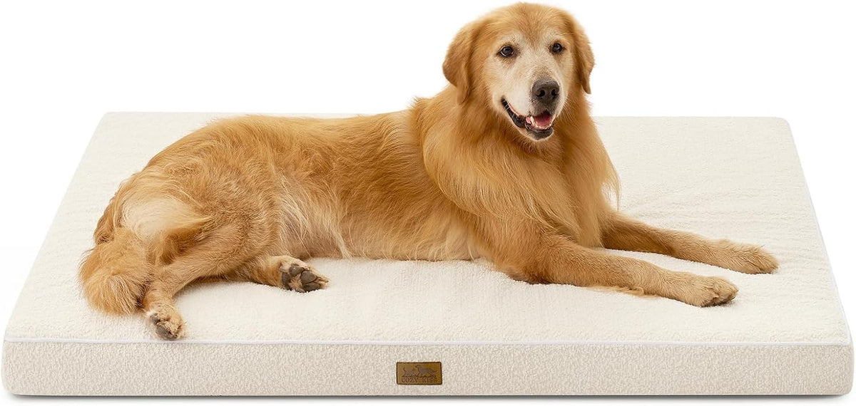 COZY KISS Flat Dog Bed Mat Washable for Large Sized Dogs - Beige / 54x44 inch