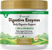 NaturVet – Digestive Enzymes for Dogs - Plus Probiotics & Prebiotics | Helps Support Diet Change & A Healthy Digestive Tract | for Dogs & Cats | 8 oz Powder