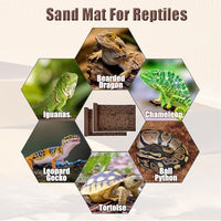 Tfwadmx 2 PCS Reptile Carpet Sand Mat Pet Terrarium Liner Lizard Bedding Mat Substrate Leopard Gecko Tank Accessories for Tortoise Turtle Snake Chameleon with Tweezers 16x23In