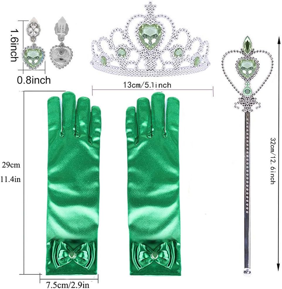 Princess Anna Costume Dress up Accessories for Girls Anna Cosplay - Green Tiana - image 2